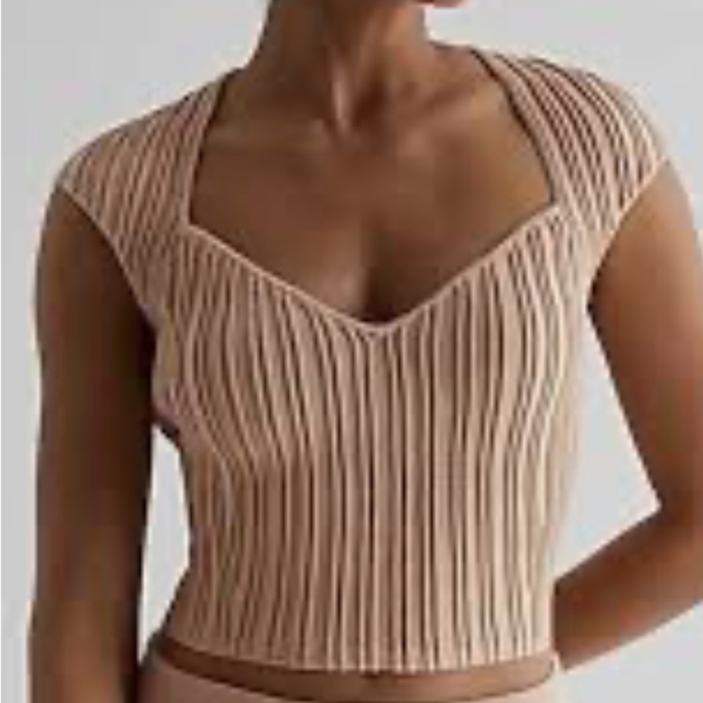 Express Metallic Ribbed Tank Top